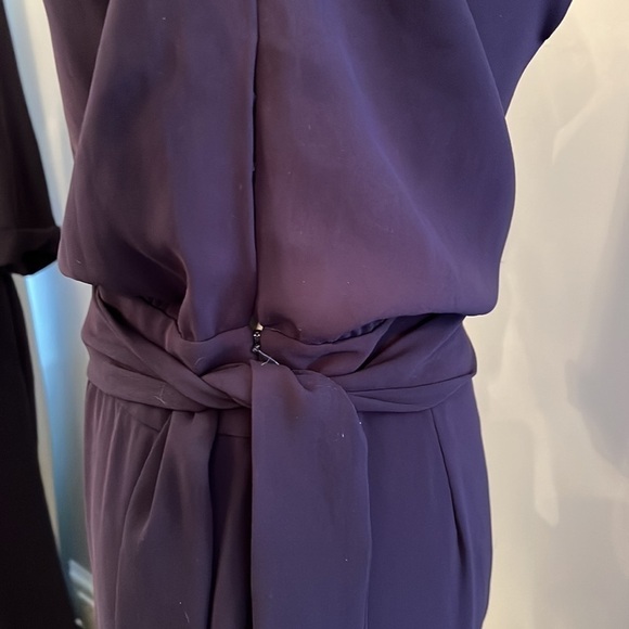 DVF Diane von Furstenberg Gwynne Purple 3/4 Sleeve Tie Waist Jumpsuit Size 4 - Picture 8 of 16